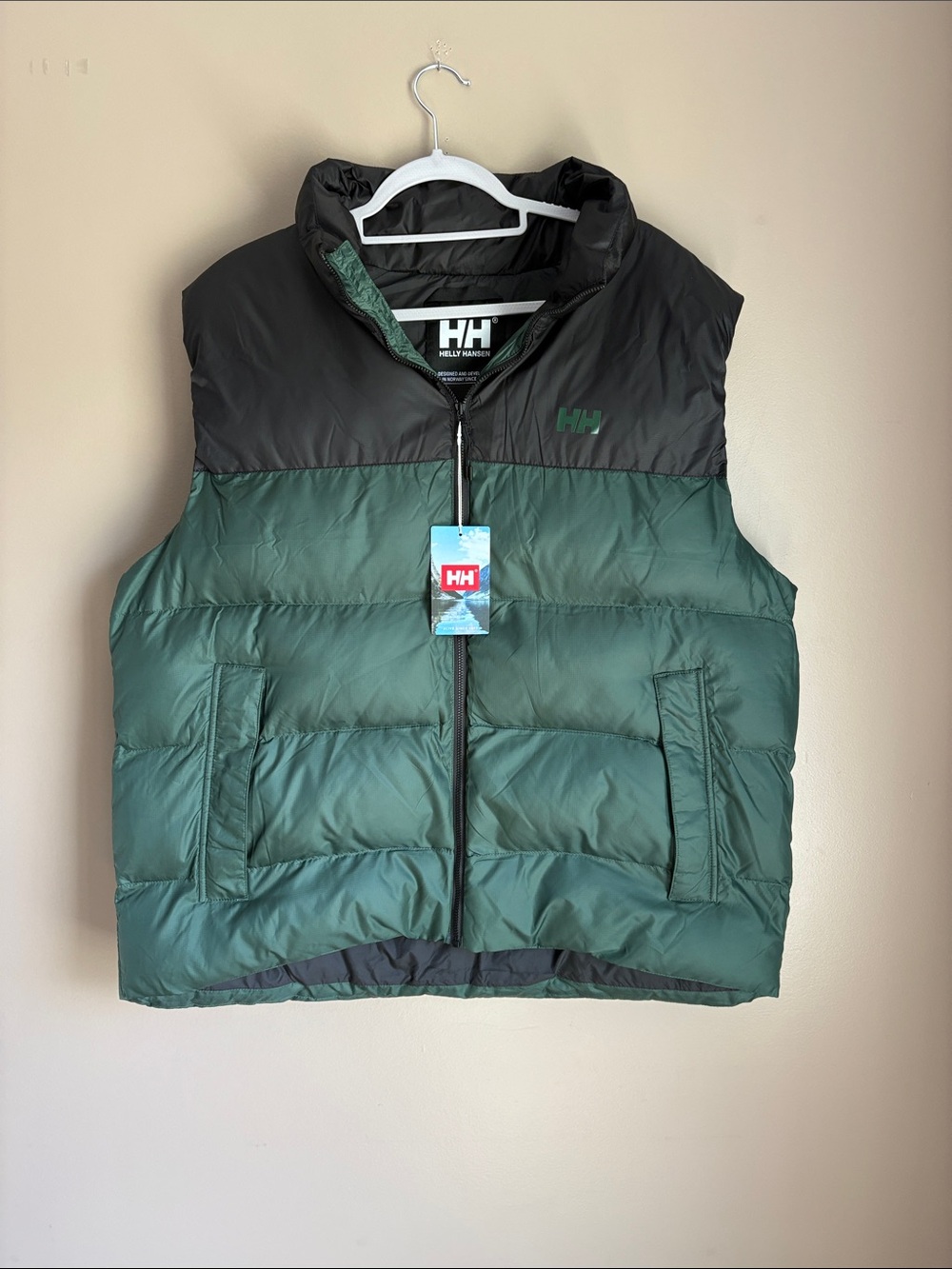 Helly Hansen Green and Black Quilted Puffer Vest